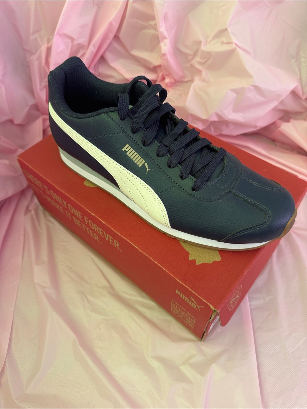 Puma Navy and White Roma-Inspired Men's Sneaker